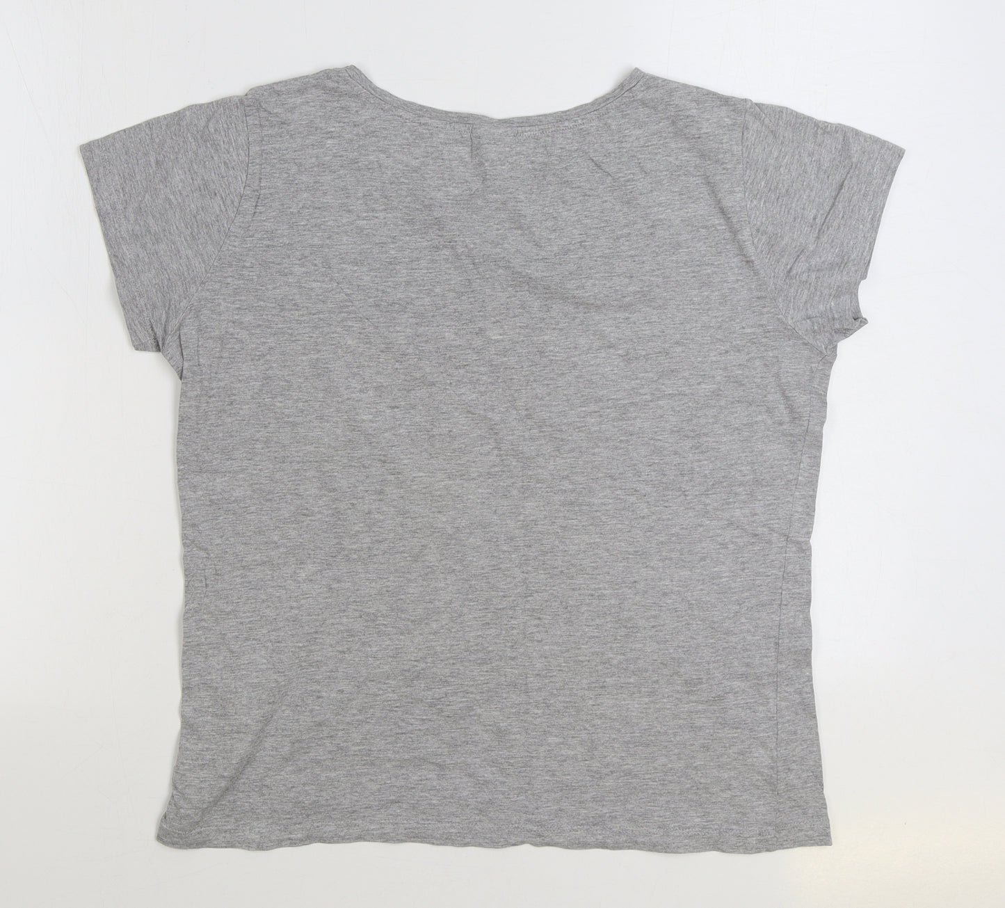 Jaqueline de Yong Womens Grey Cotton Basic T-Shirt Size L Round Neck - Mucho Gusto