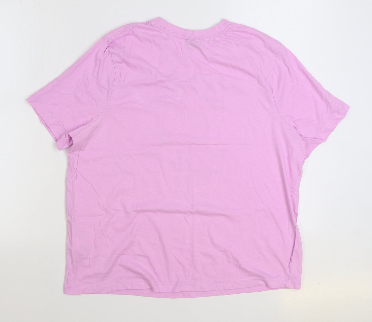 Marks and Spencer Womens Pink 100% Cotton Basic T-Shirt Size 14 Round Neck - Snoopy Slogan