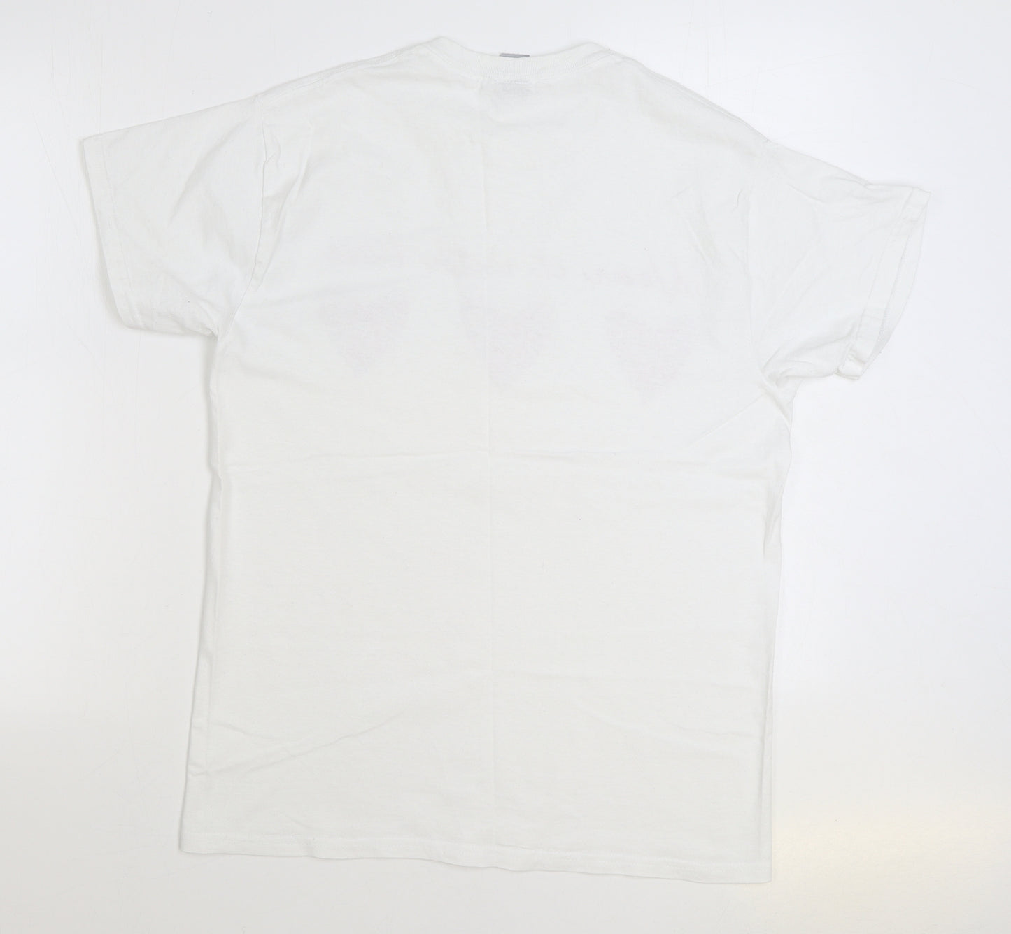 Wear It With Love Womens White 100% Cotton Basic T-Shirt Size M Round Neck - Hearts