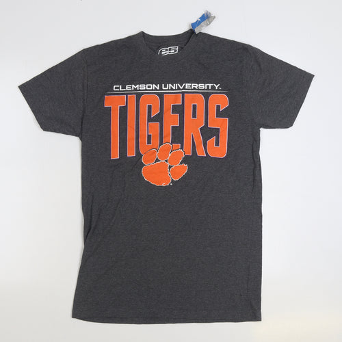 ES Mens Grey Cotton T-Shirt Size M Round Neck - Tigers