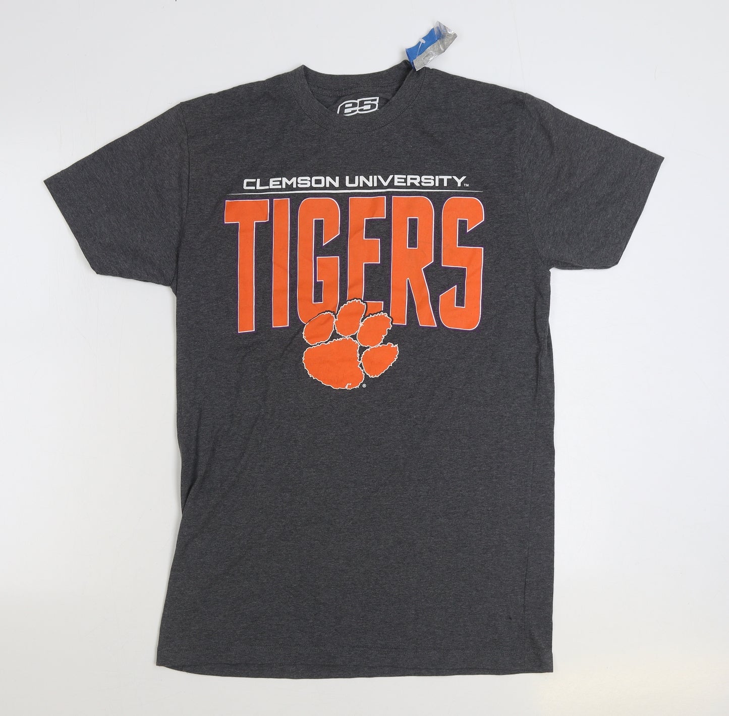 ES Mens Grey Cotton T-Shirt Size M Round Neck - Tigers