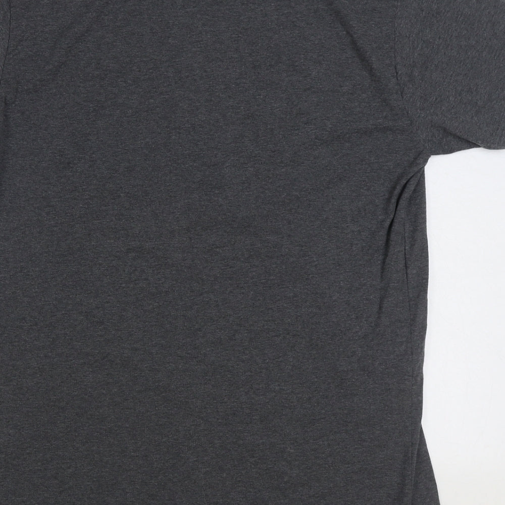 ES Mens Grey Cotton T-Shirt Size M Round Neck - Tigers