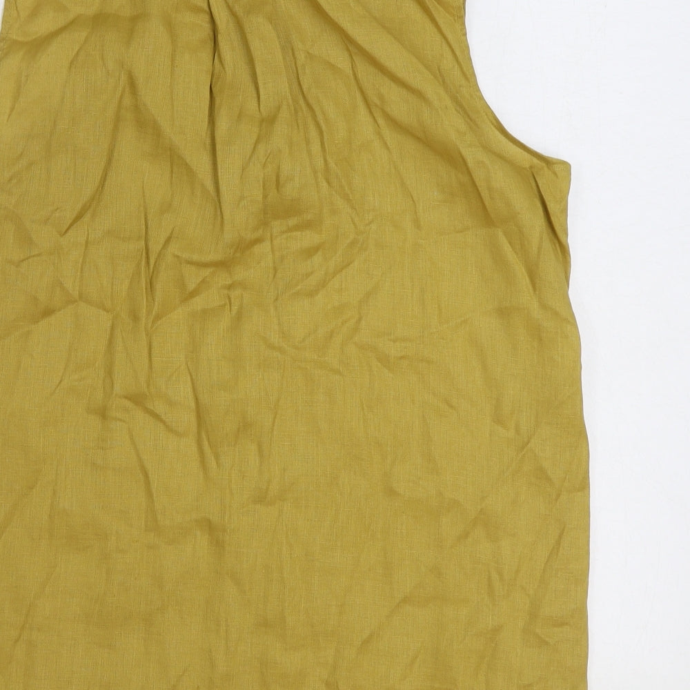 UNI QLO Womens Yellow Linen Basic Button-Up Size L Collared