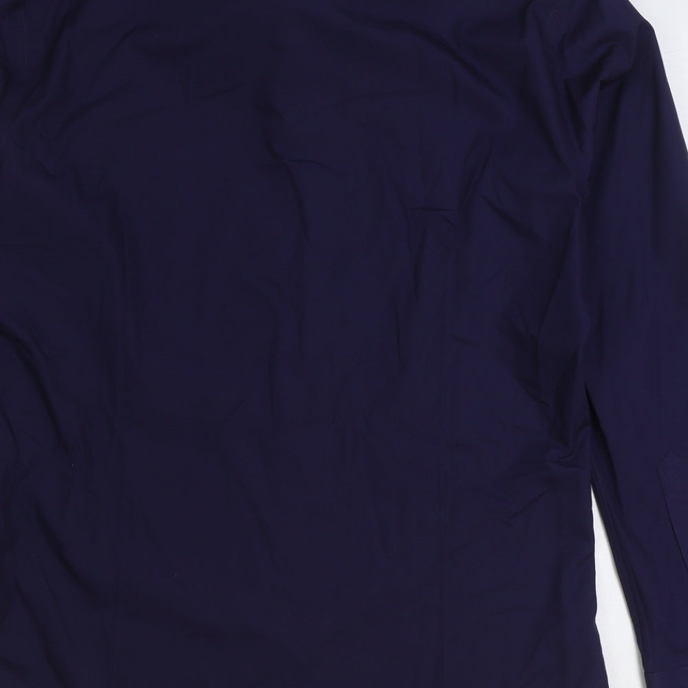 Remus Uomo Mens Blue 100% Cotton Dress Shirt Size 15.5 Collared Button