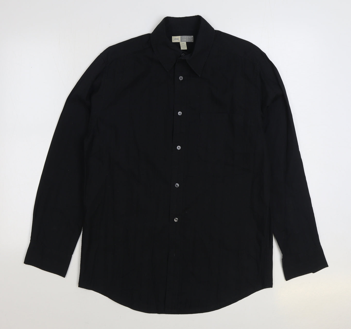 Joseph Abboud Mens Black Cotton Button-Up Size S Collared Button