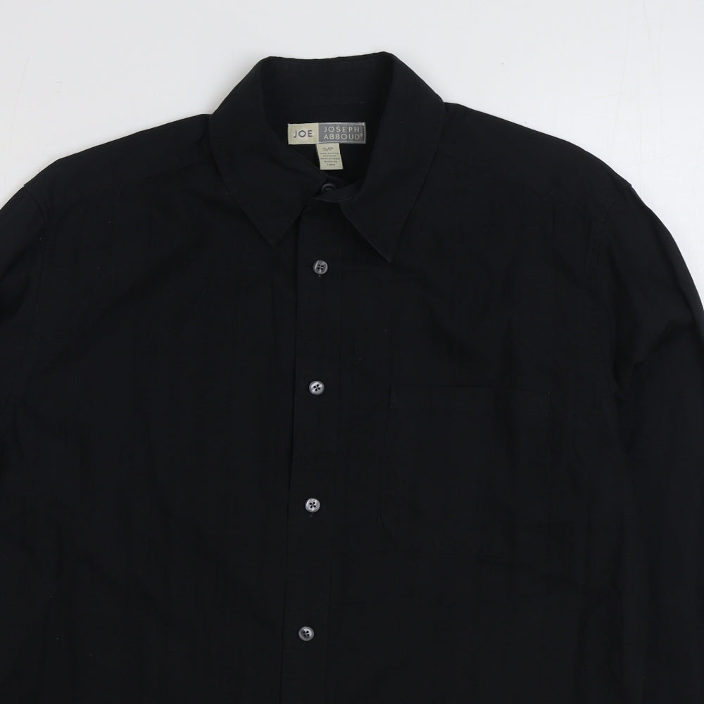 Joseph Abboud Mens Black Cotton Button-Up Size S Collared Button