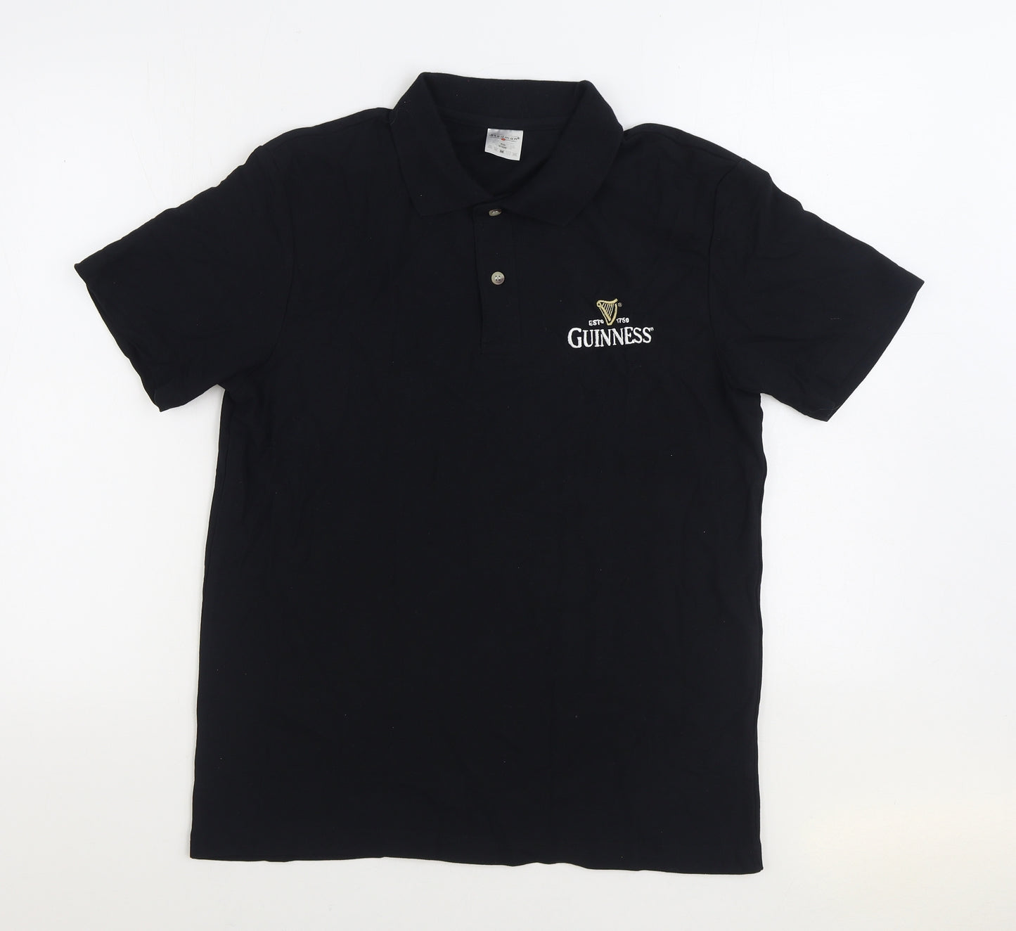 Stedman Mens Black 100% Cotton Polo Size M Collared Pullover - Guinness