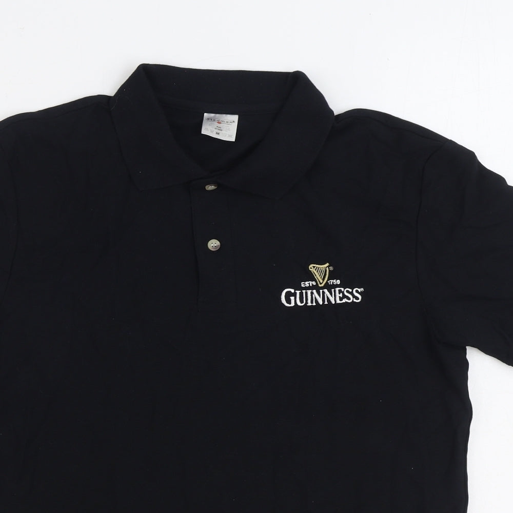 Stedman Mens Black 100% Cotton Polo Size M Collared Pullover - Guinness
