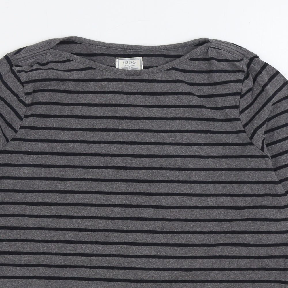 Fatface Womens Grey Striped Cotton Pullover Sweatshirt Size 10 Pullover