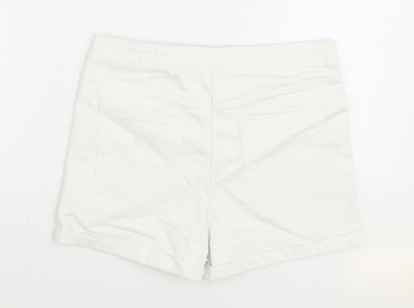 Matalan Womens White Cotton Hot Pants Shorts Size 12 Regular Zip