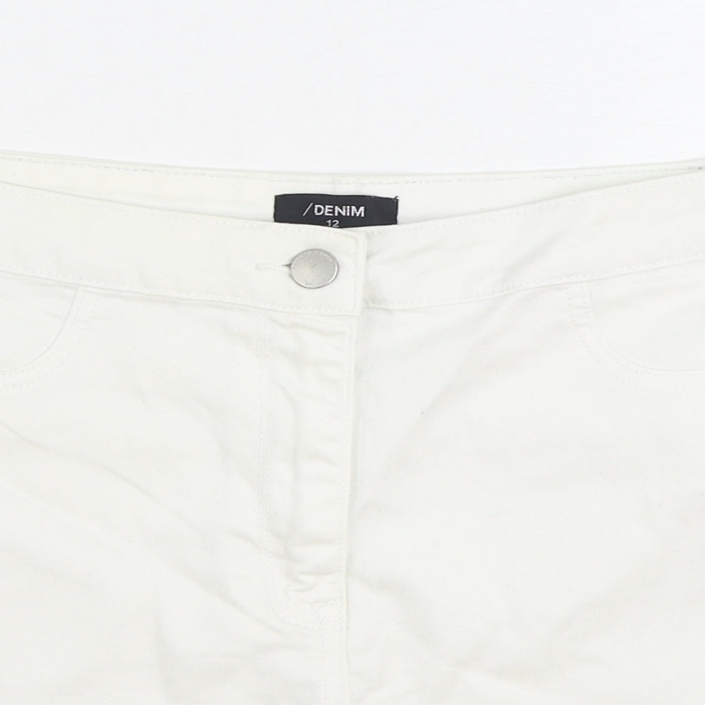 Matalan Womens White Cotton Hot Pants Shorts Size 12 Regular Zip