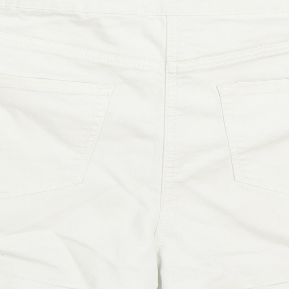 Matalan Womens White Cotton Hot Pants Shorts Size 12 Regular Zip