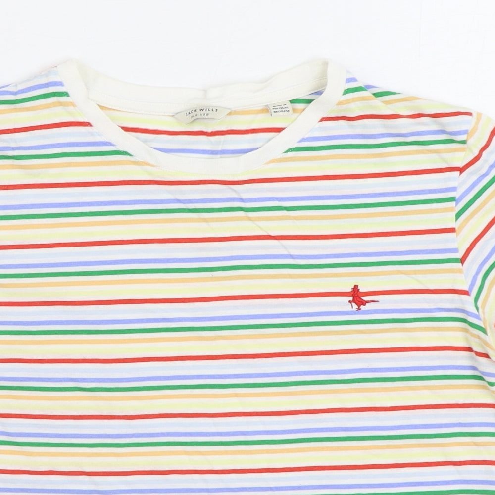 Jack Wills Womens Multicoloured Striped Cotton Basic T-Shirt Size 12 Round Neck