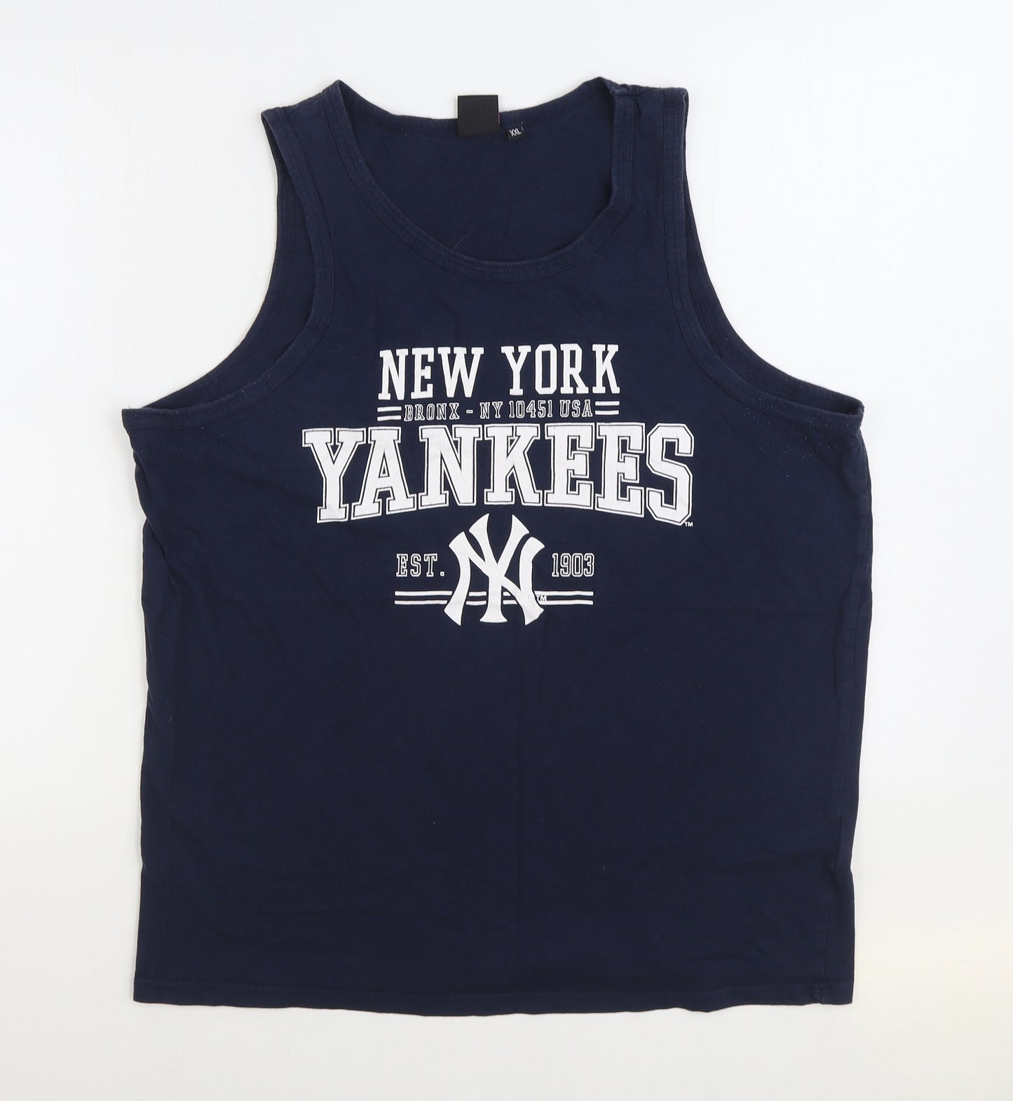 Majestic Mens Blue Cotton Basic Tank Size 2XL Scoop Neck Pullover - New York Yankees