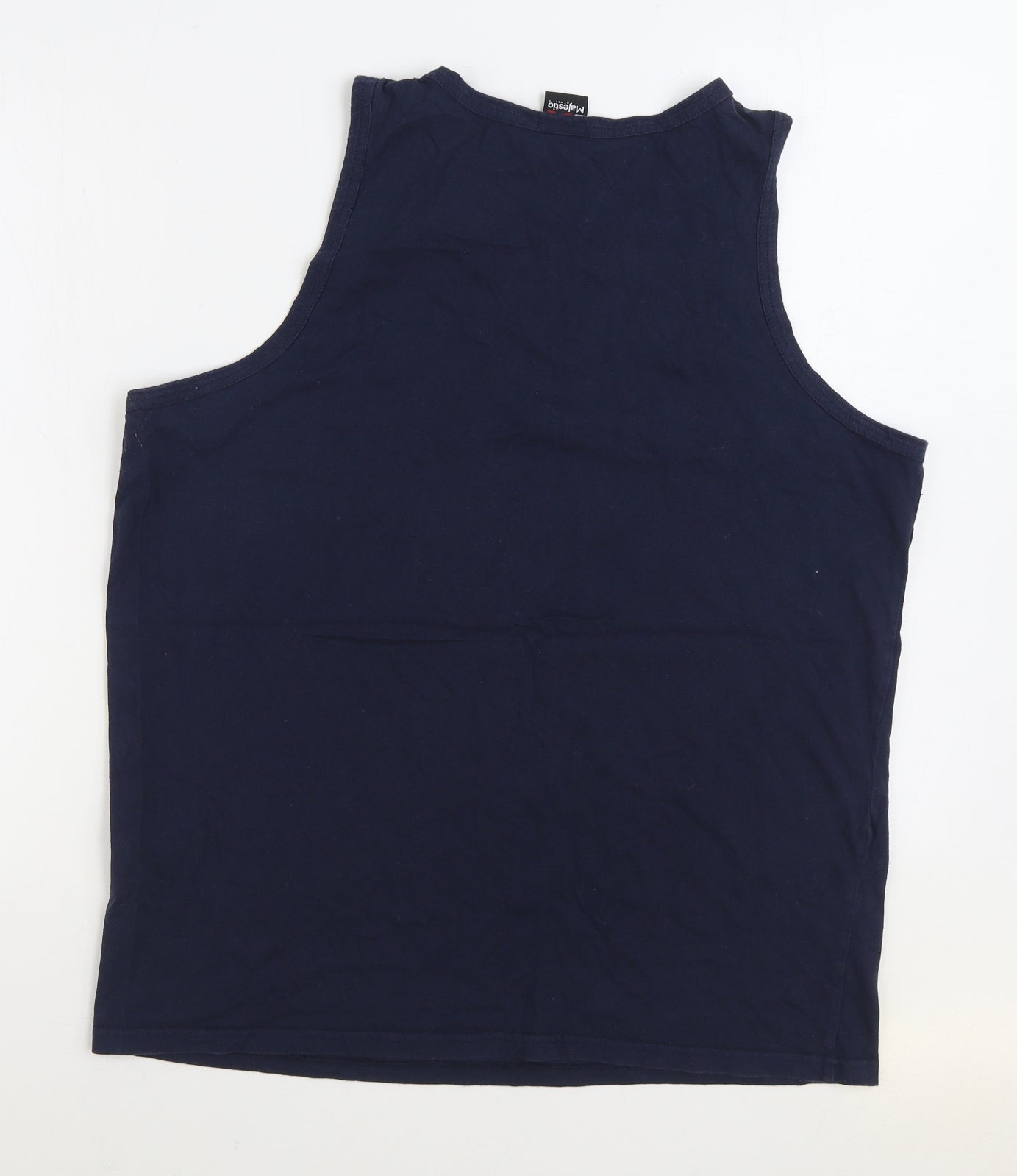 Majestic Mens Blue Cotton Basic Tank Size 2XL Scoop Neck Pullover - New York Yankees