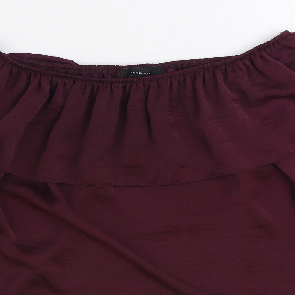Atmosphere Womens Purple Polyester Cropped Blouse Size 10 Off the Shoulder