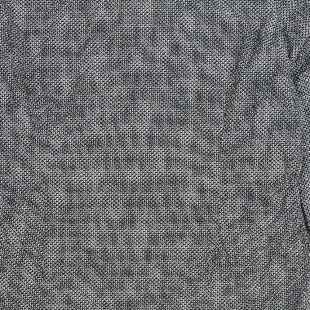 Marks and Spencer Mens Grey Geometric Cotton Button-Up Size 2XL Collared Button