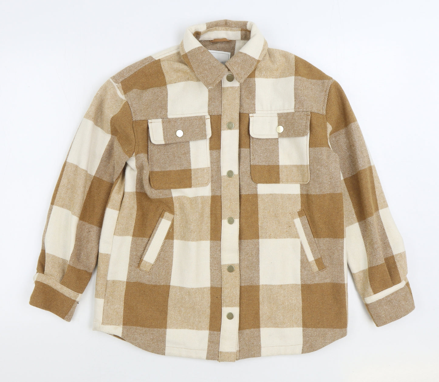 NEXT Girls Brown Gingham Jacket Coat Size 12 Years Snap - Shirt Jacket