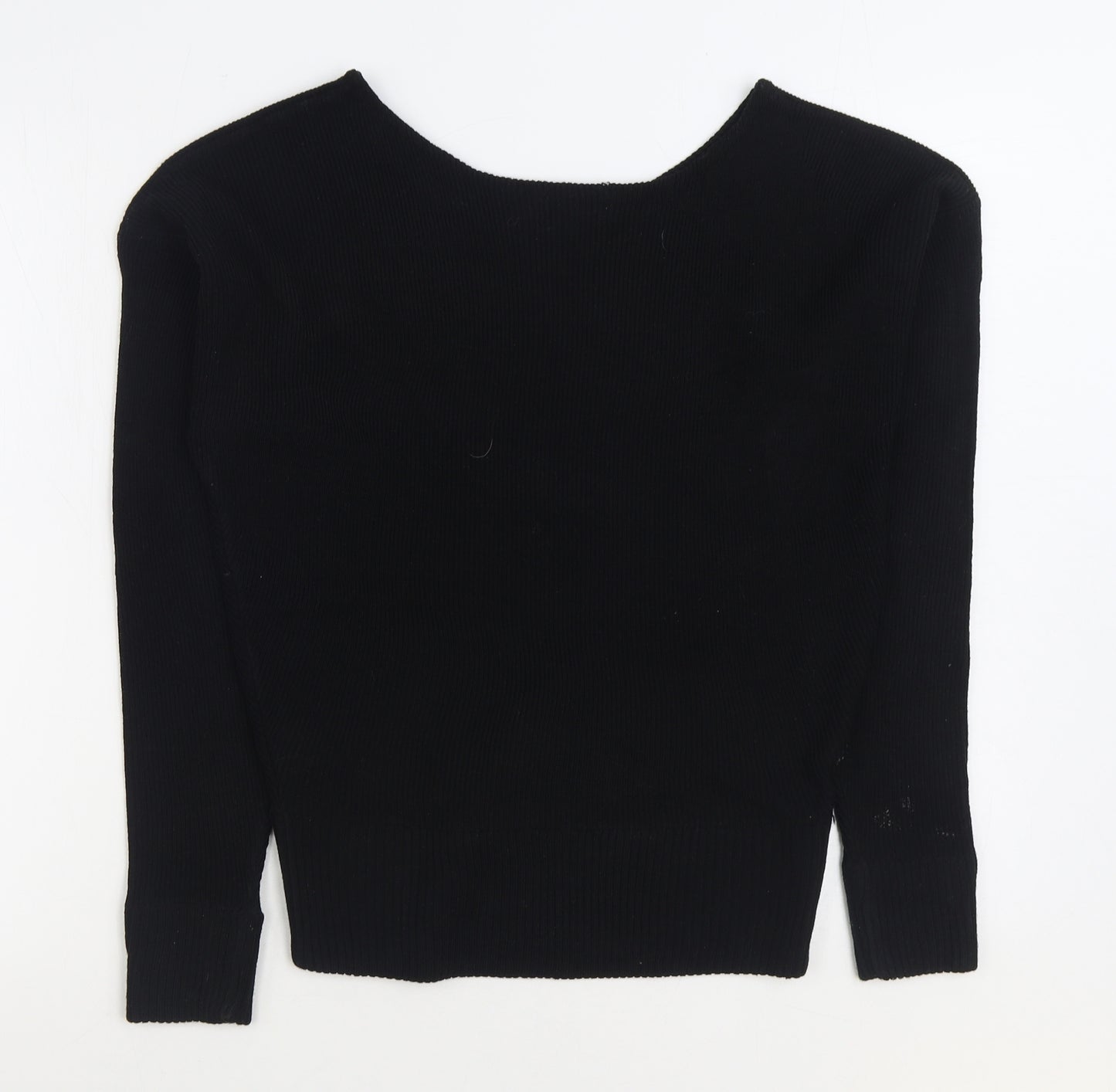 PRETTYLITTLETHING Womens Black Boat Neck Acrylic Pullover Jumper Size S