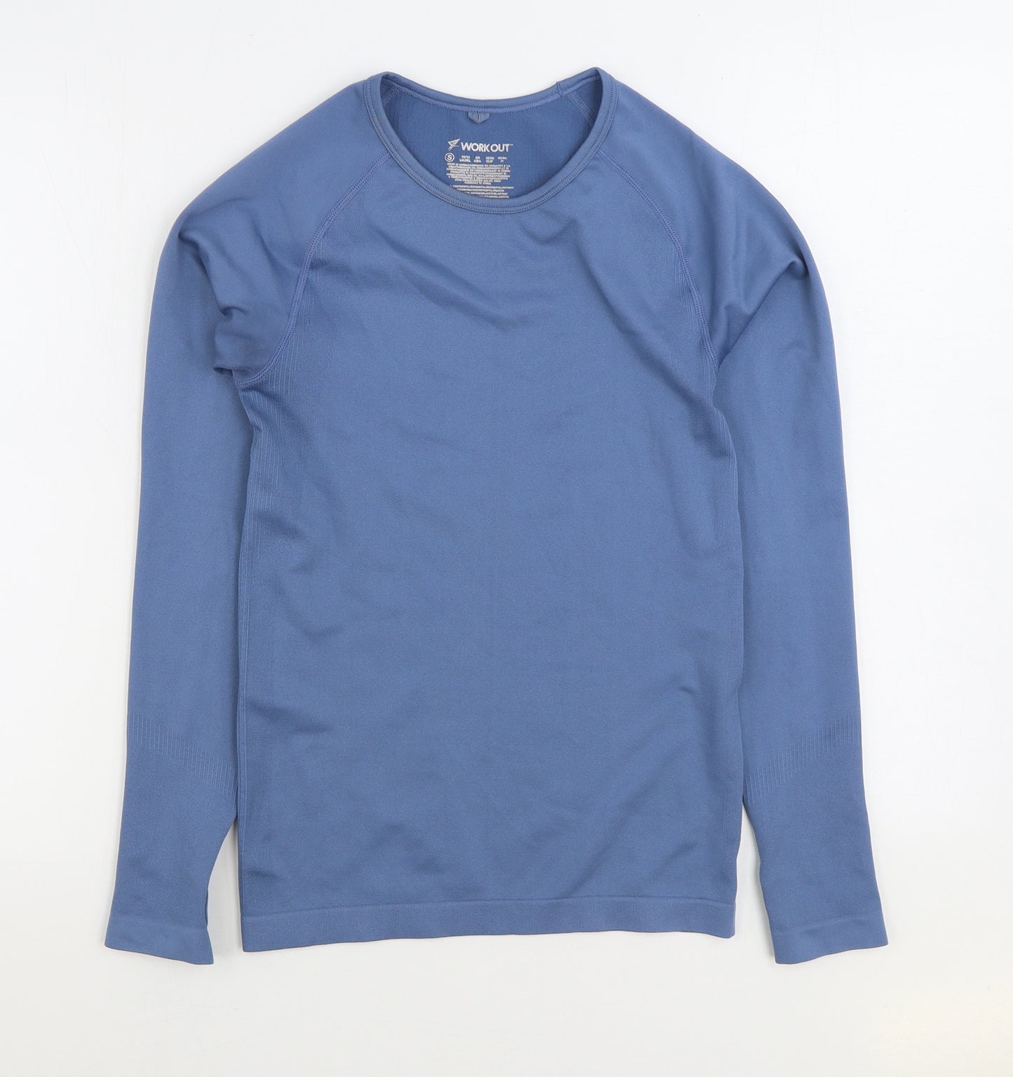 Workout Womens Blue Polyester Basic T-Shirt Size 10 Round Neck Pullover