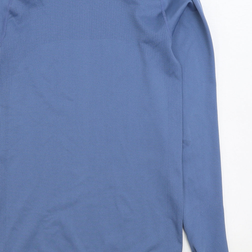 Workout Womens Blue Polyester Basic T-Shirt Size 10 Round Neck Pullover