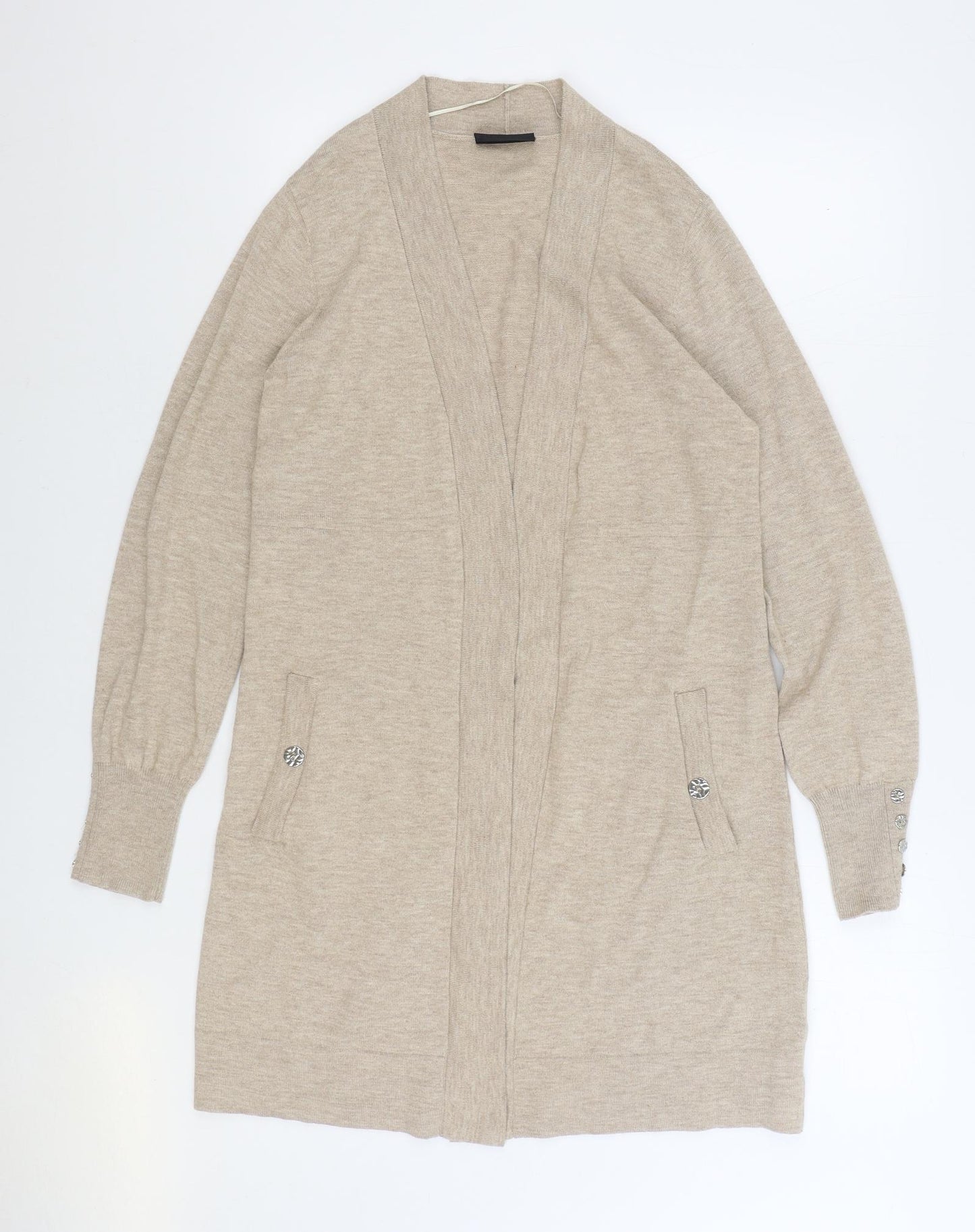 Wallis Womens Beige V-Neck Polyester Cardigan Jumper Size S
