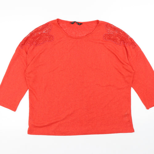 Dunnes Stores Womens Red Round Neck Polyester Pullover Jumper Size L