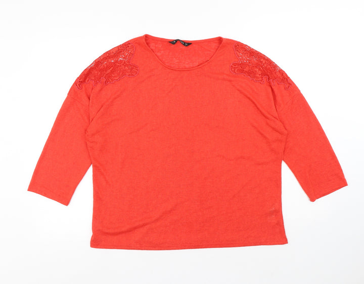 Dunnes Stores Womens Red Round Neck Polyester Pullover Jumper Size L