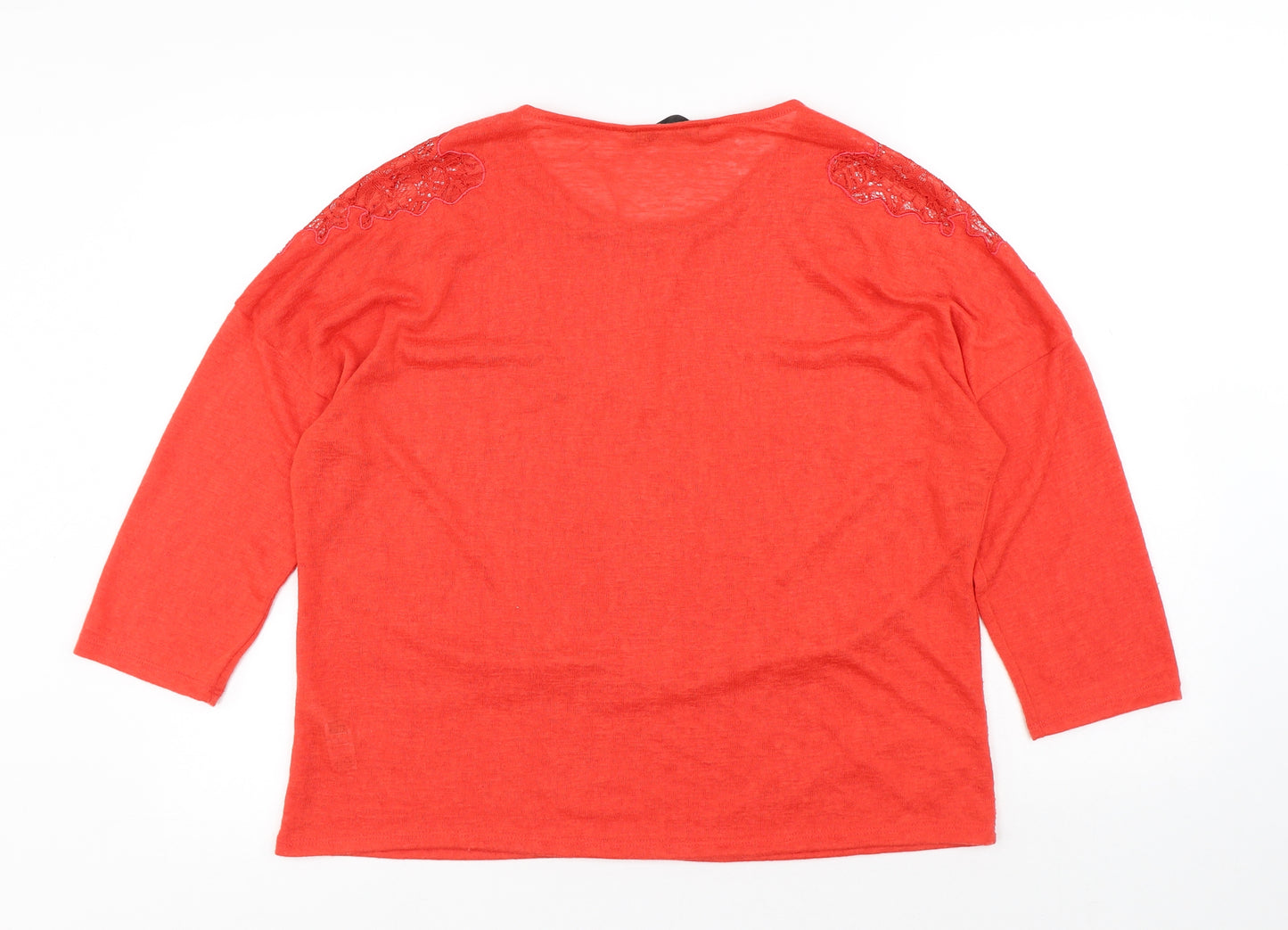 Dunnes Stores Womens Red Round Neck Polyester Pullover Jumper Size L