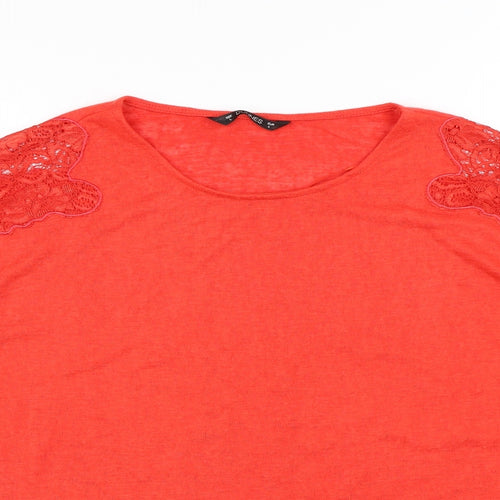 Dunnes Stores Womens Red Round Neck Polyester Pullover Jumper Size L