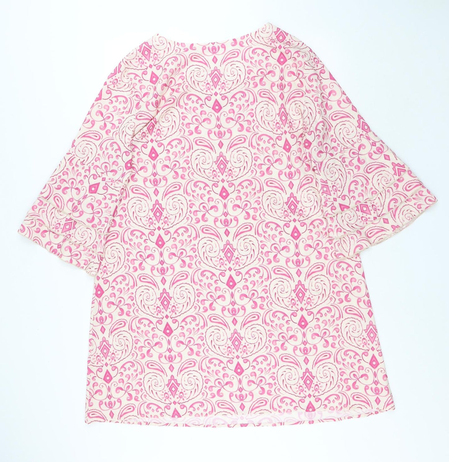Preworn Womens Pink Geometric Polyester Kaftan Size XL V-Neck