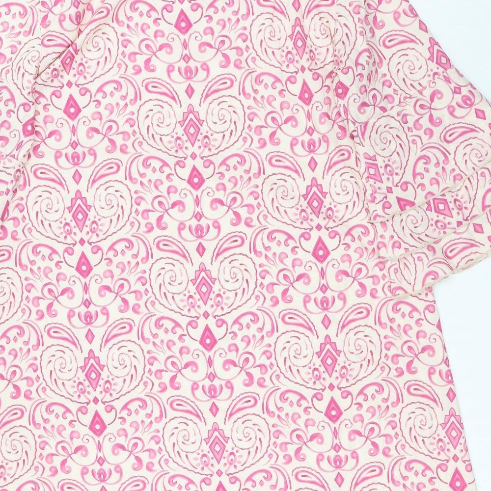 Preworn Womens Pink Geometric Polyester Kaftan Size XL V-Neck