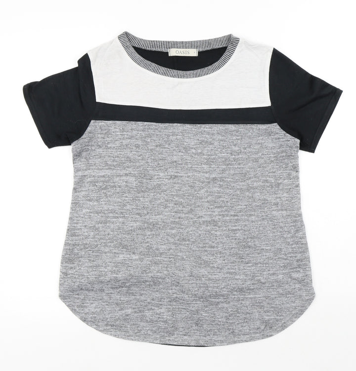 Oasis Womens Black Jersey T-Shirt Size S Round Neck