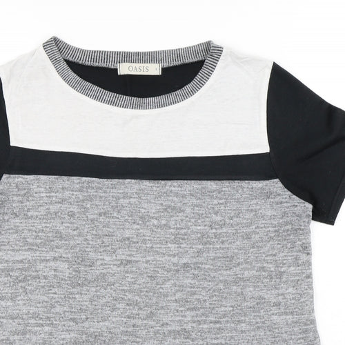 Oasis Womens Black Jersey T-Shirt Size S Round Neck