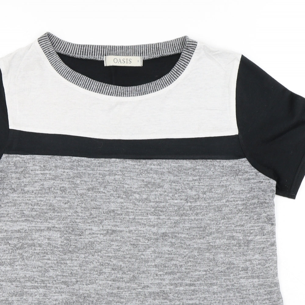 Oasis Womens Black Jersey T-Shirt Size S Round Neck