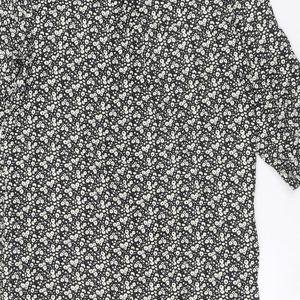 NEXT Womens Beige Floral Viscose Shirt Dress Size M Collared Button - Flowers