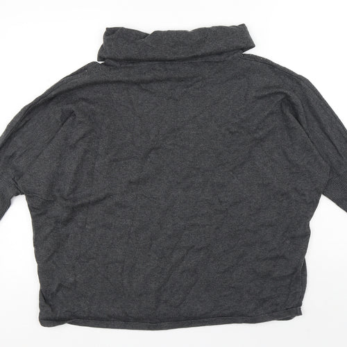 MARBLE Womens Grey Roll Neck Cotton Pullover Jumper Size 14