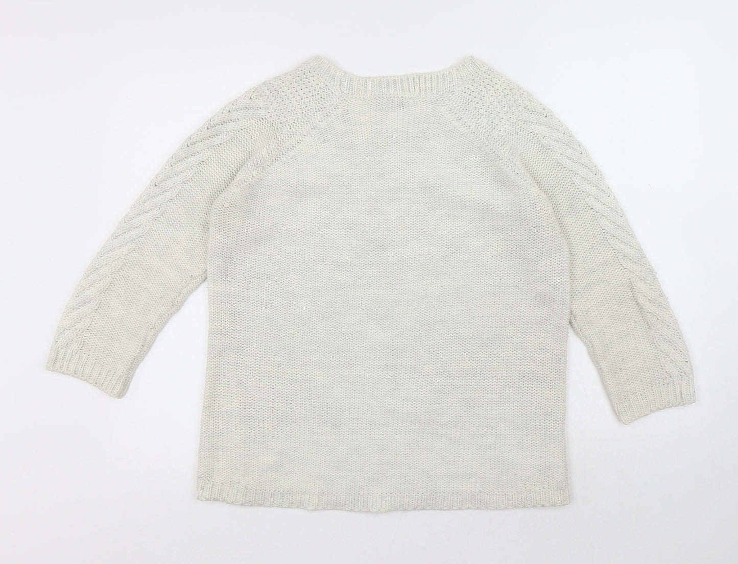 Oasis Womens White Round Neck Acrylic Pullover Jumper Size S
