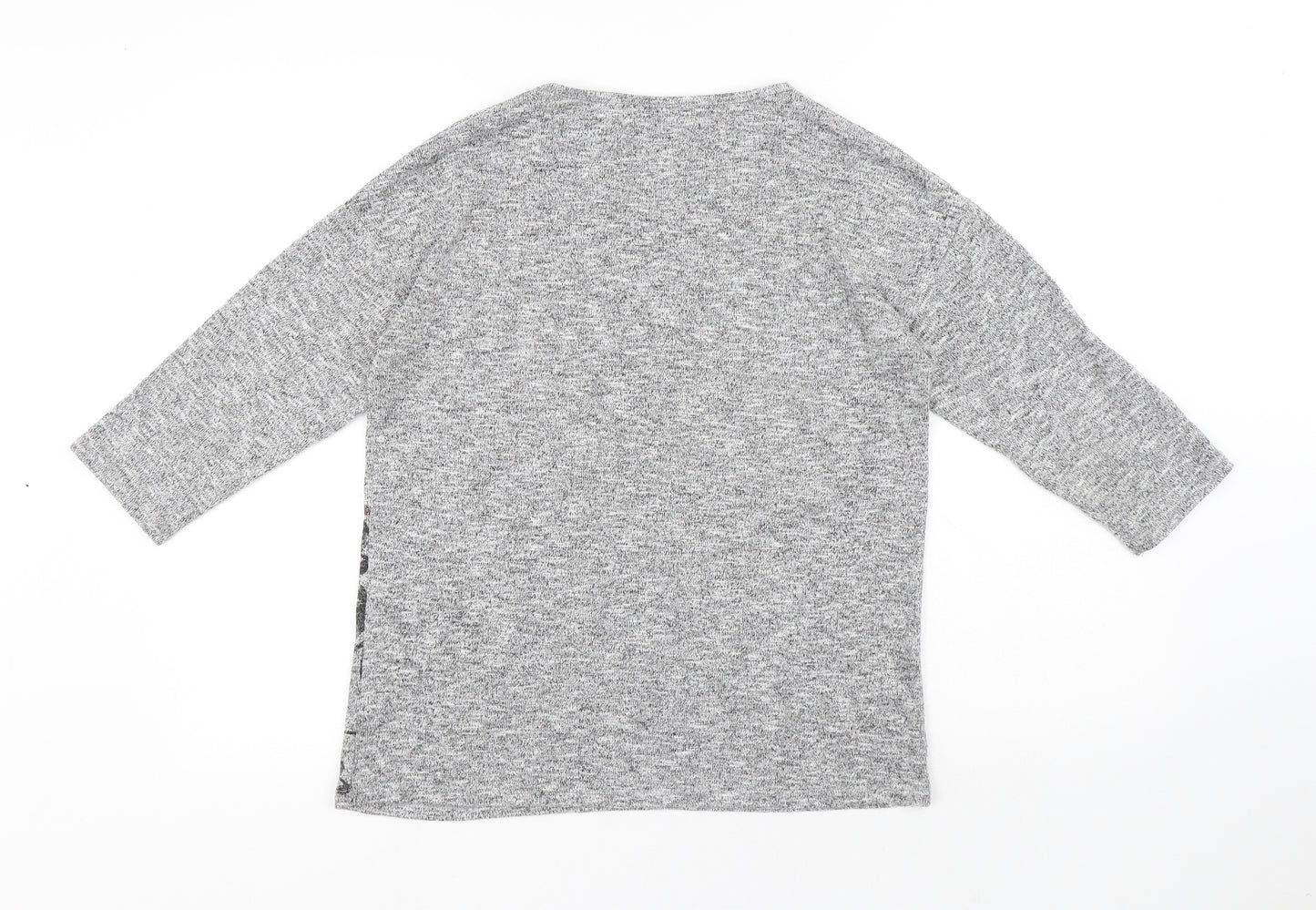 Papaya Womens Grey Round Neck Floral Polyester Pullover Jumper Size 10