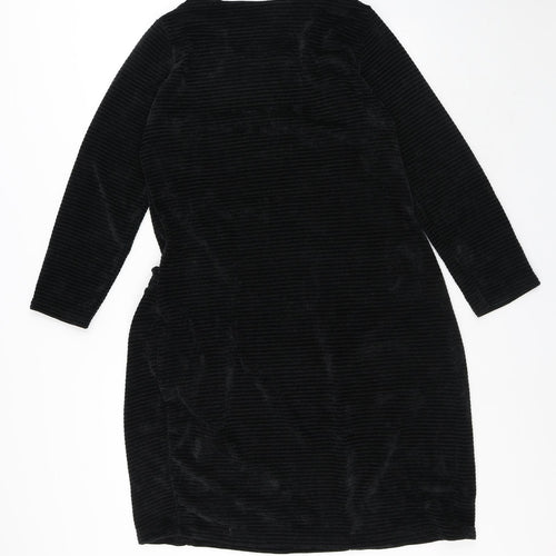 Golden Spiderweb Womens Black Acrylic Bodycon Size L Round Neck