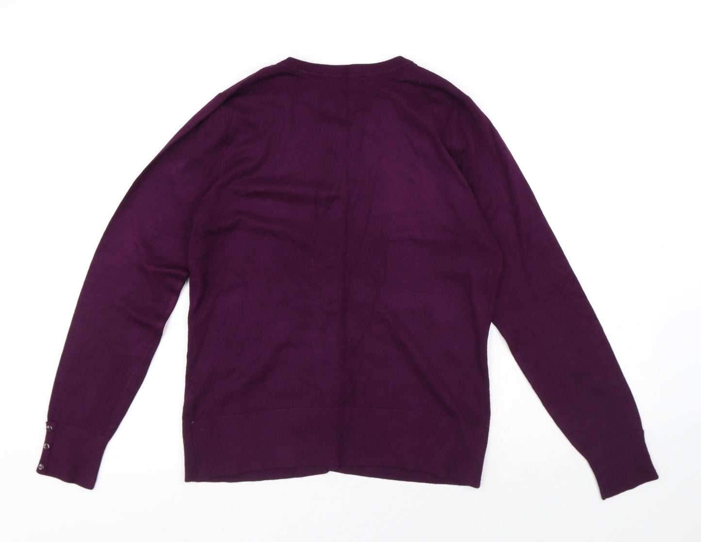 Debenhams Womens Purple V-Neck Polyester Cardigan Jumper Size M