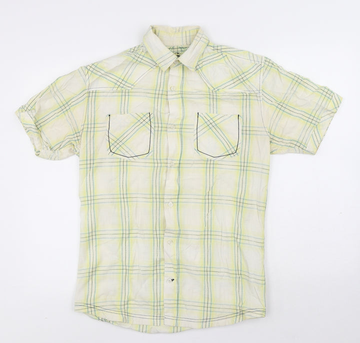 Cedar Wood State Mens Multicoloured Plaid Cotton Button-Up Size S Collared Button