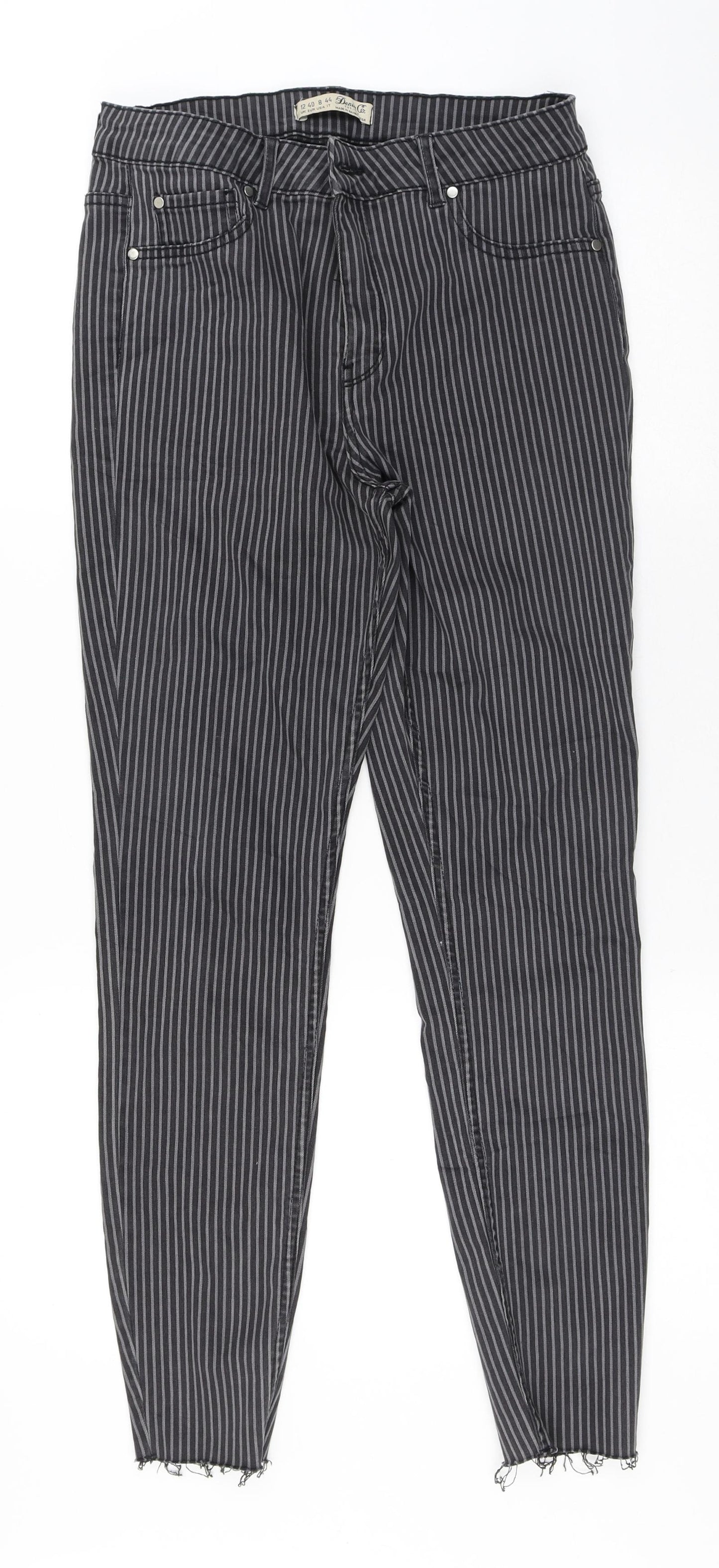 Denim & Co. Womens Grey Striped Cotton Skinny Jeans Size 20 L28 in Regular Button