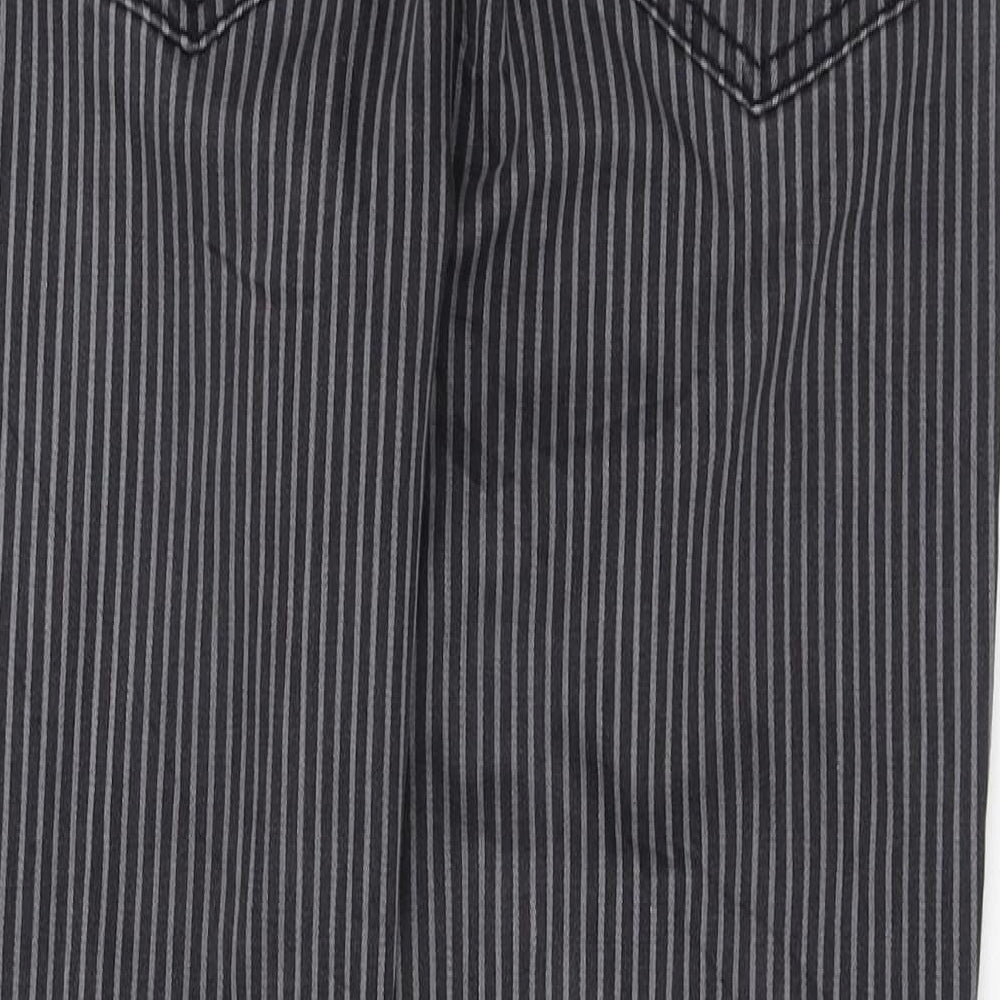 Denim & Co. Womens Grey Striped Cotton Skinny Jeans Size 20 L28 in Regular Button