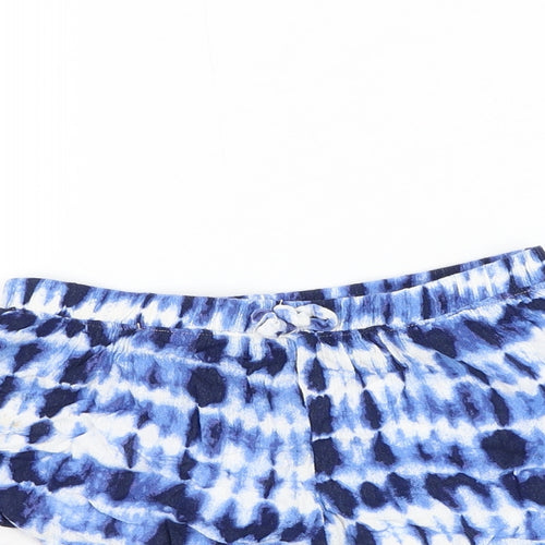 Preworn Girls Blue Geometric Viscose Sweat Shorts Size 5-6 Years Regular Drawstring - Tie Dye