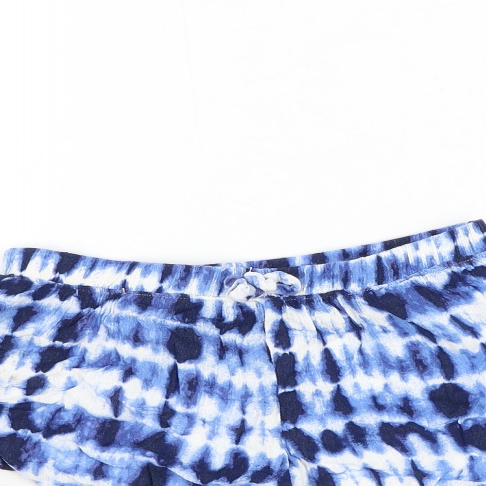 Preworn Girls Blue Geometric Viscose Sweat Shorts Size 5-6 Years Regular Drawstring - Tie Dye