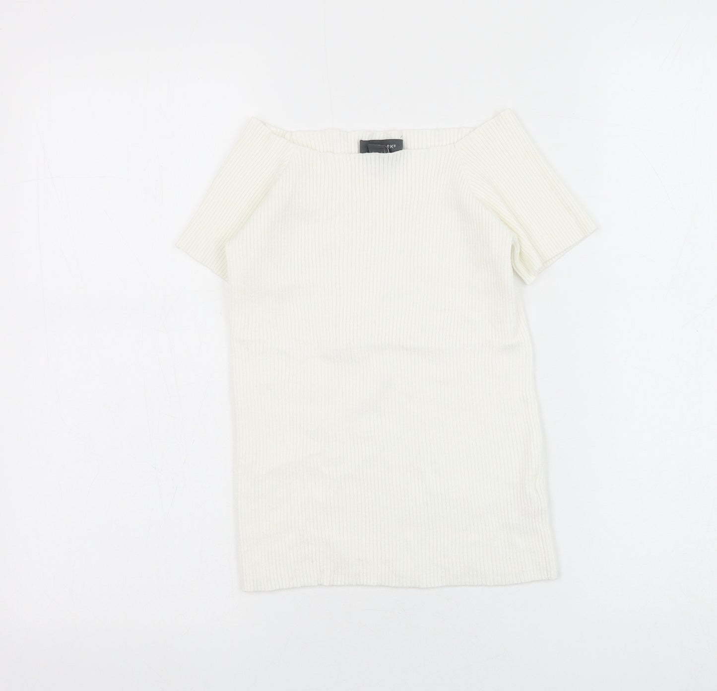 Primark Womens White Viscose Cropped Blouse Size 12 Square Neck