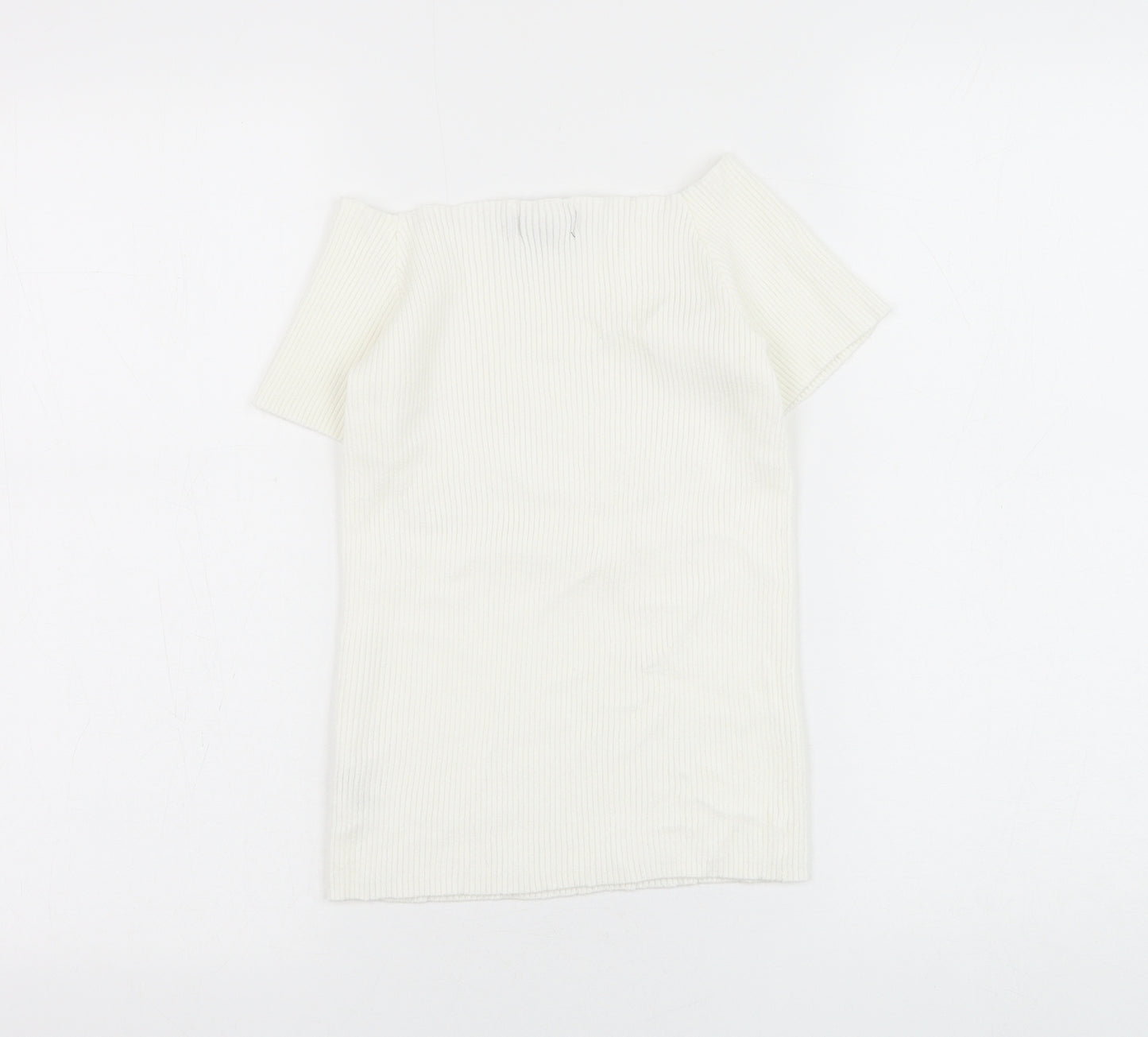 Primark Womens White Viscose Cropped Blouse Size 12 Square Neck