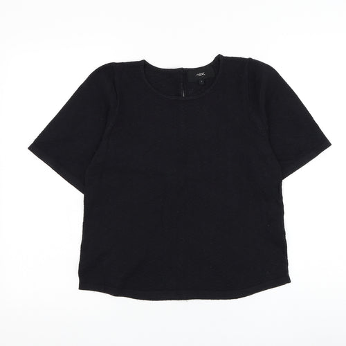 NEXT Womens Black Round Neck Geometric Nylon Pullover Jumper Size 6