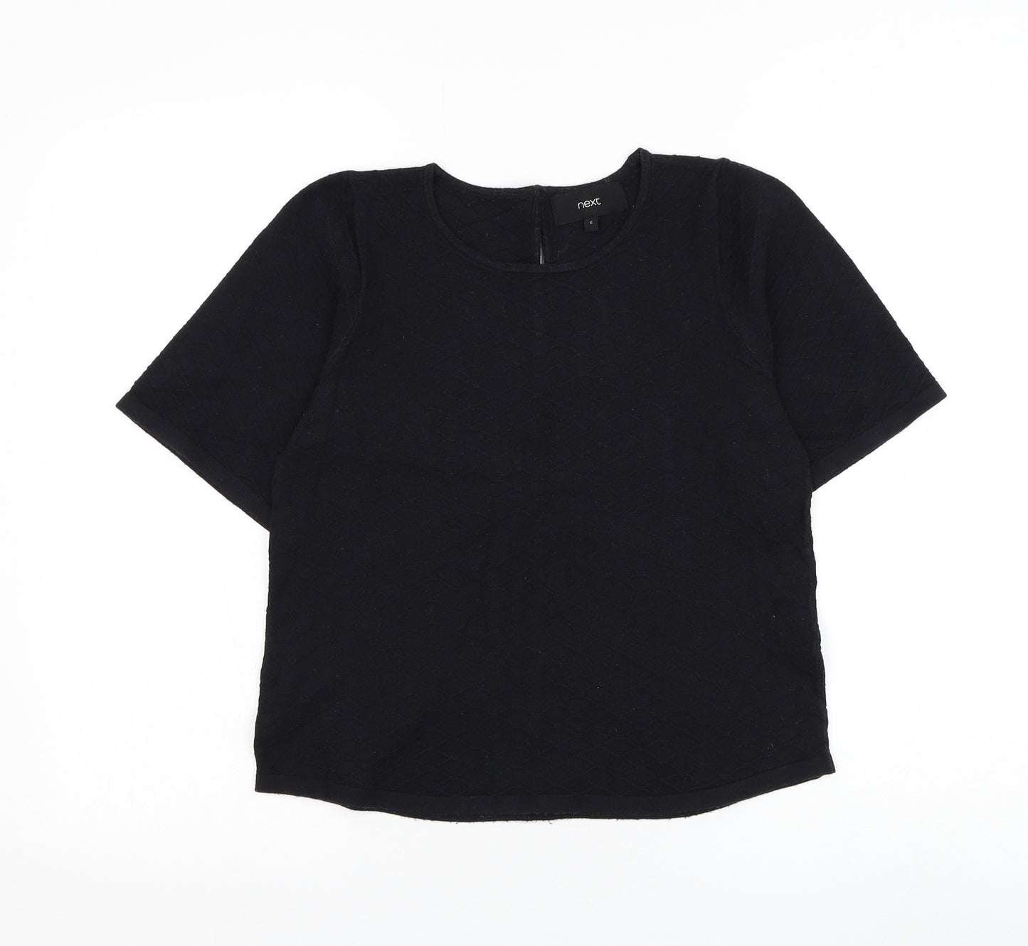 NEXT Womens Black Round Neck Geometric Nylon Pullover Jumper Size 6